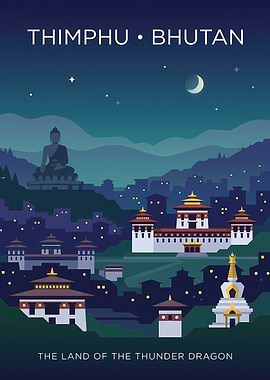 Thimphu, Bhutan Nightscape
