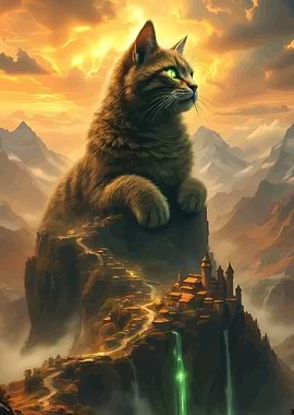 Giant Cat Mountain Cityscape