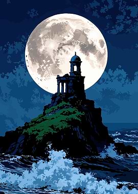 Moonlit Island Temple