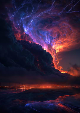 Dramatic Stormy Sky Over Water