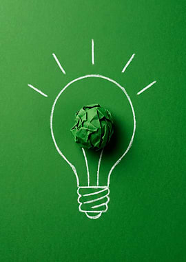 Lightbulb Idea with Green Paper