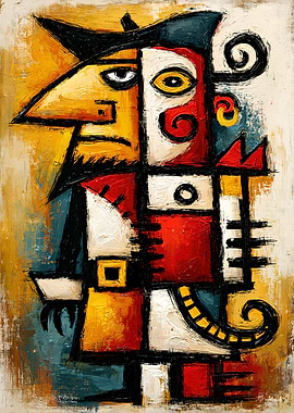 Primitive Cubist Captain Bold Abstract Wall Art