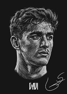 Gavi Scribble Art Portrait with Signature