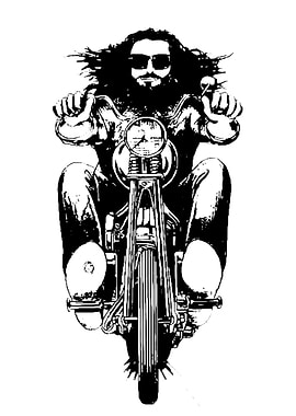 Biker with Long Hair and Sunglasses