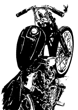 Black and White Motorcycle Illustration