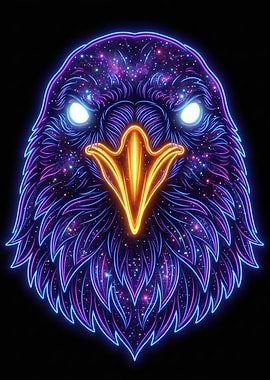 Neon Galaxy Eagle Head