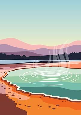Steaming Geothermal Pool Landscape