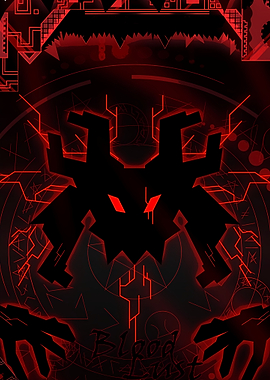 Dark Futuristic Monster with Red Accents