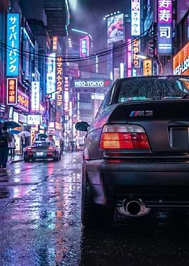 Cyberpunk BMW M3 e36 in Neo-Tokyo