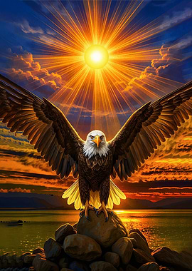 Majestic Eagle in Golden Sunrise