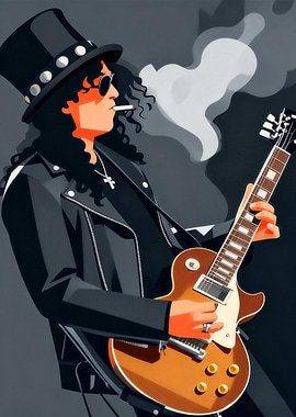 Slash Playing Guitar and Smoking