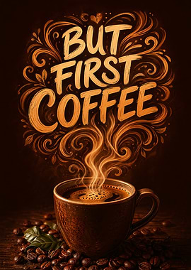 But First Coffee Text Art