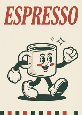 Retro Espresso Cup Character