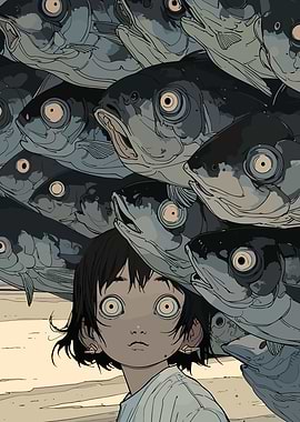 Child Surrounded by Fish