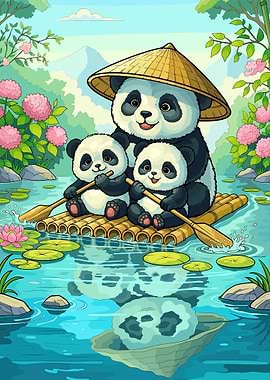 Pandas on a Bamboo Raft