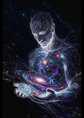 Cosmic Being Holding Galaxy