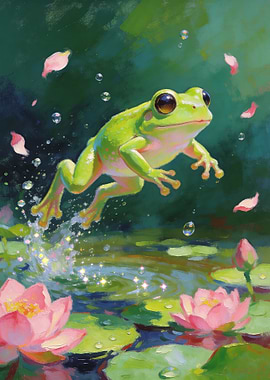 Frog Jumping in a Pond