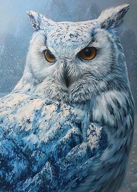 Snowy Owl in Winter Landscape