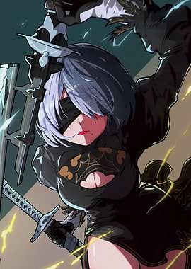 2B with Sword and Shield
