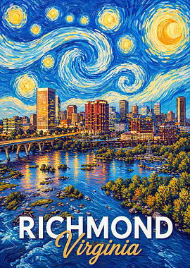 Richmond Virginia Starry Night Painting