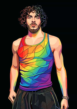 Jack Harlow in Rainbow Tank Top