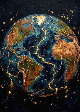 Cracked Earth with Golden Veins