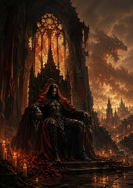 Vampire King on Throne with Dragon