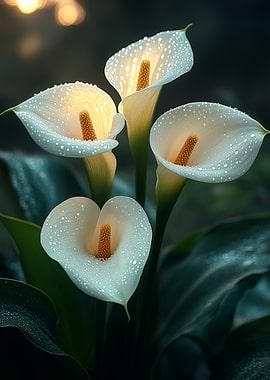 Dew-Kissed White Calla Lilies