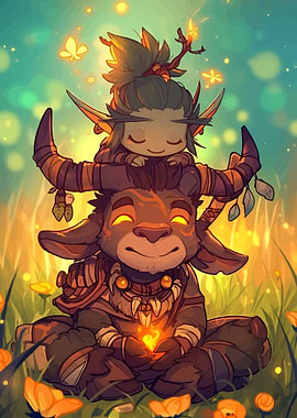 Cute Tauren and Elf Friends