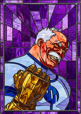 Stained Glass Portrait of an Angry Old Man