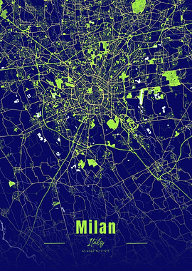 Milan Italy Map Art