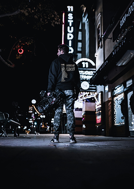 Cinematographer Night City Poster — Urban Street Photography, Filmmaker Wall Art