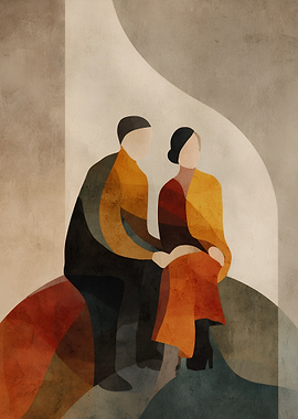 Couple in Abstract Geometric Style