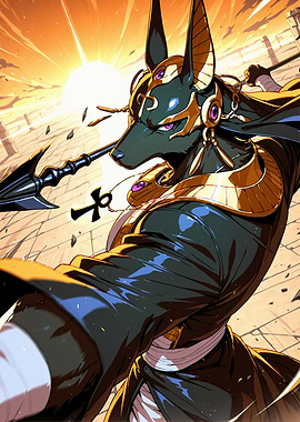 Anubis with Spear and Ankh