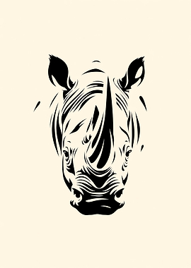 Minimalist Rhino Head Illustration