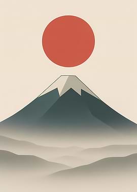 Mount Fuji and Sun