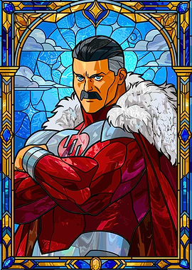 Stained Glass Portrait of a Powerful Man
