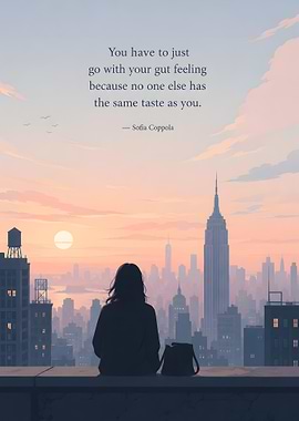 Woman overlooking New York City at sunset