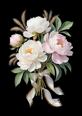 Elegant Peony Bouquet with Ribbon