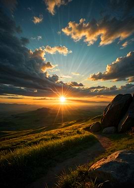 Golden Hour Mountain Path Majesty