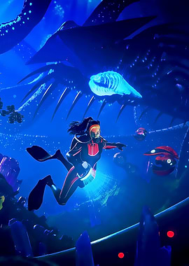 Scuba Diver in Deep Blue Ocean