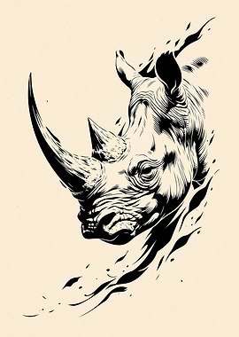Rhinoceros Head Illustration