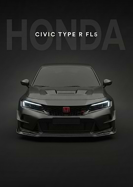 sleek black Honda Civic Type R FL5 Front poster