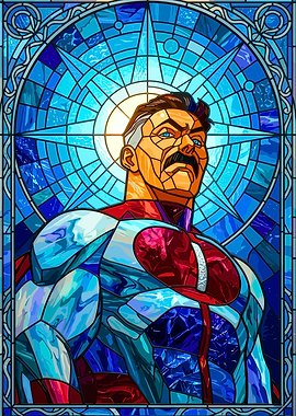 Omni-Man Stained Glass Art