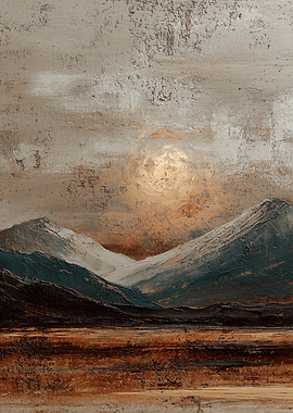 Textured Mountain Landscape Painting