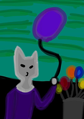 Cat holding a balloon