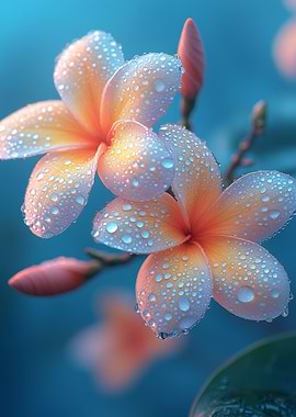 Dew-Kissed Frangipani Flowers
