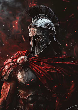 Spartan Warrior in Red Cape