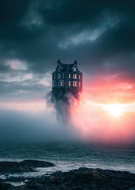 Floating House at Sunset