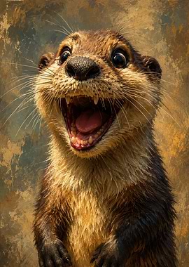 Happy Otter with Open Mouth